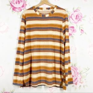 Cotton Bleu Stripe Soft Crewneck Longsleeve Shirt XL